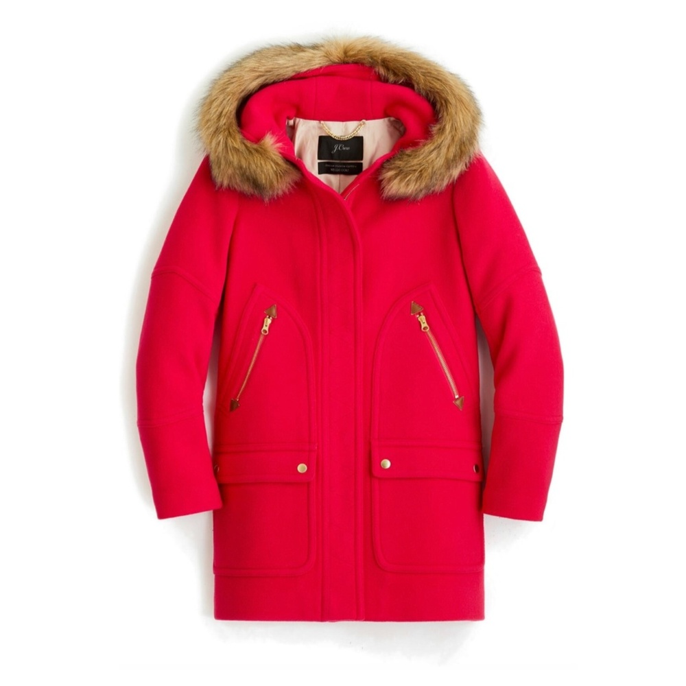 NWT JCrew Chateau Stadium Cloth Parka Coat Pink Size 2